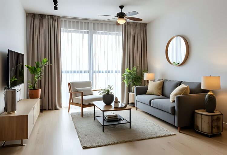 Small living room layout solutions featuring space-saving furniture.